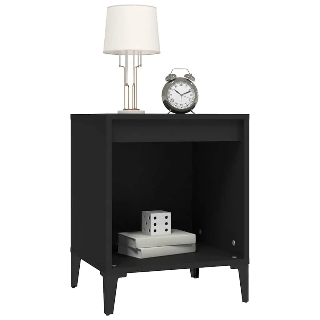 Black Bedside Cabinets Storage Organiser 40x35x50 cm Bedroom Furniture 2 Piece