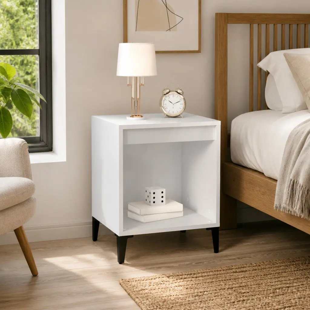 Bedside Cabinet Storage Table High Gloss White Bedroom Furniture 40 x 35 x 50 cm
