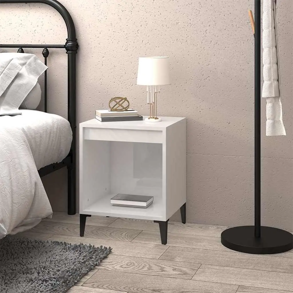 Bedside Cabinet Storage Table High Gloss White Bedroom Furniture 40 x 35 x 50 cm