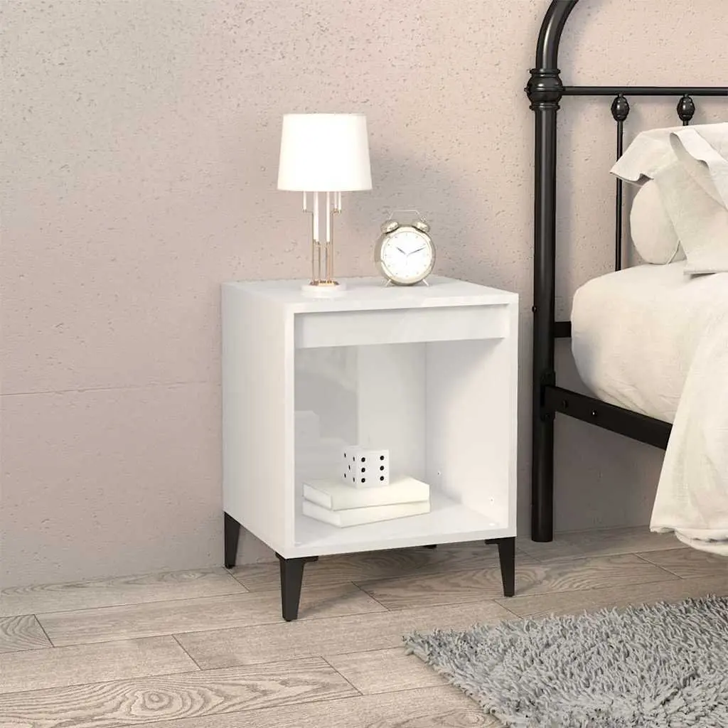 Bedside Cabinets 2 pcs White High Gloss Nightstand Storage Bedroom Furniture Set