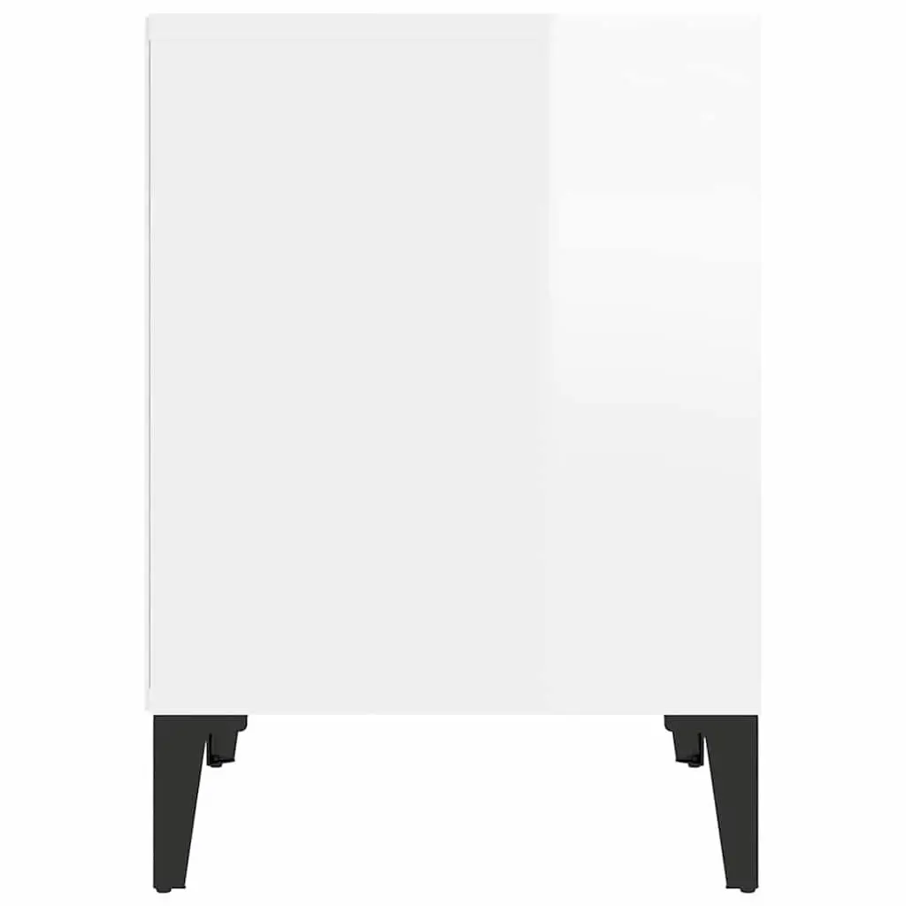 Bedside Cabinets 2 pcs White High Gloss Nightstand Storage Bedroom Furniture Set