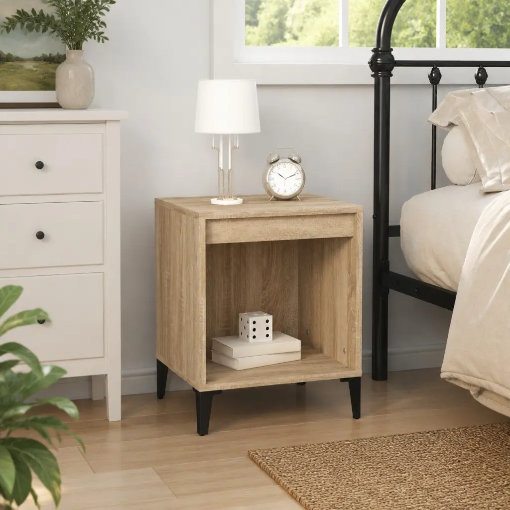 Bedside Table Brown Wooden Nightstand Bedroom Storage 40x35x50cm