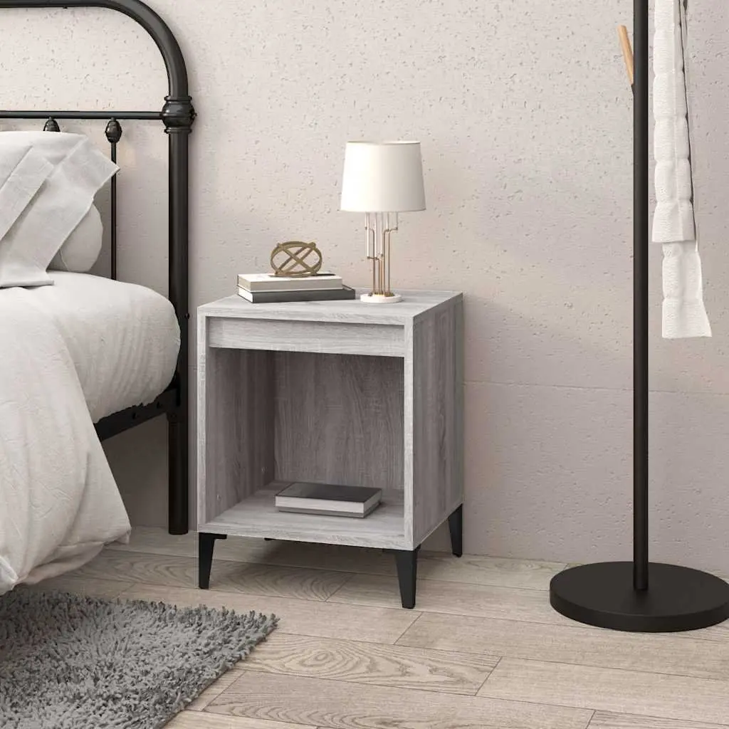 Bedside Table Storage Organiser Engineered Wood 40 x 35 x 50 cm Grey Sonoma