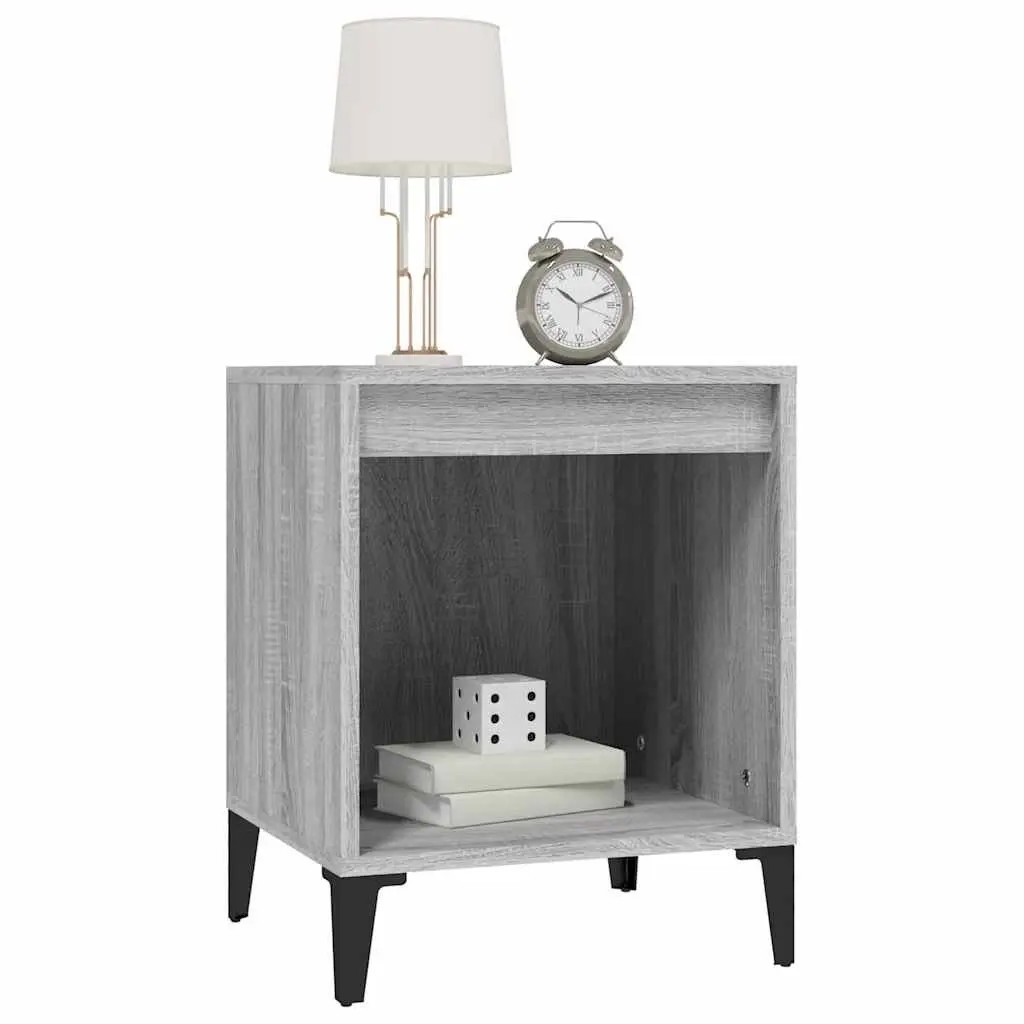 Bedside Table Storage Organiser Engineered Wood 40 x 35 x 50 cm Grey Sonoma