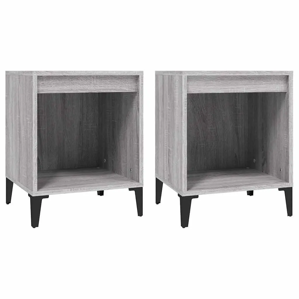 Bedside Cabinets 2 pcs Grey 40x35x50 cm Engineered Wood Storage Tables