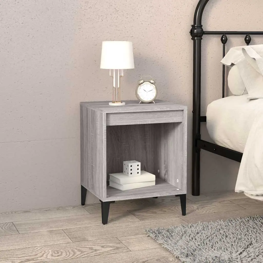Bedside Cabinets 2 pcs Grey 40x35x50 cm Engineered Wood Storage Tables