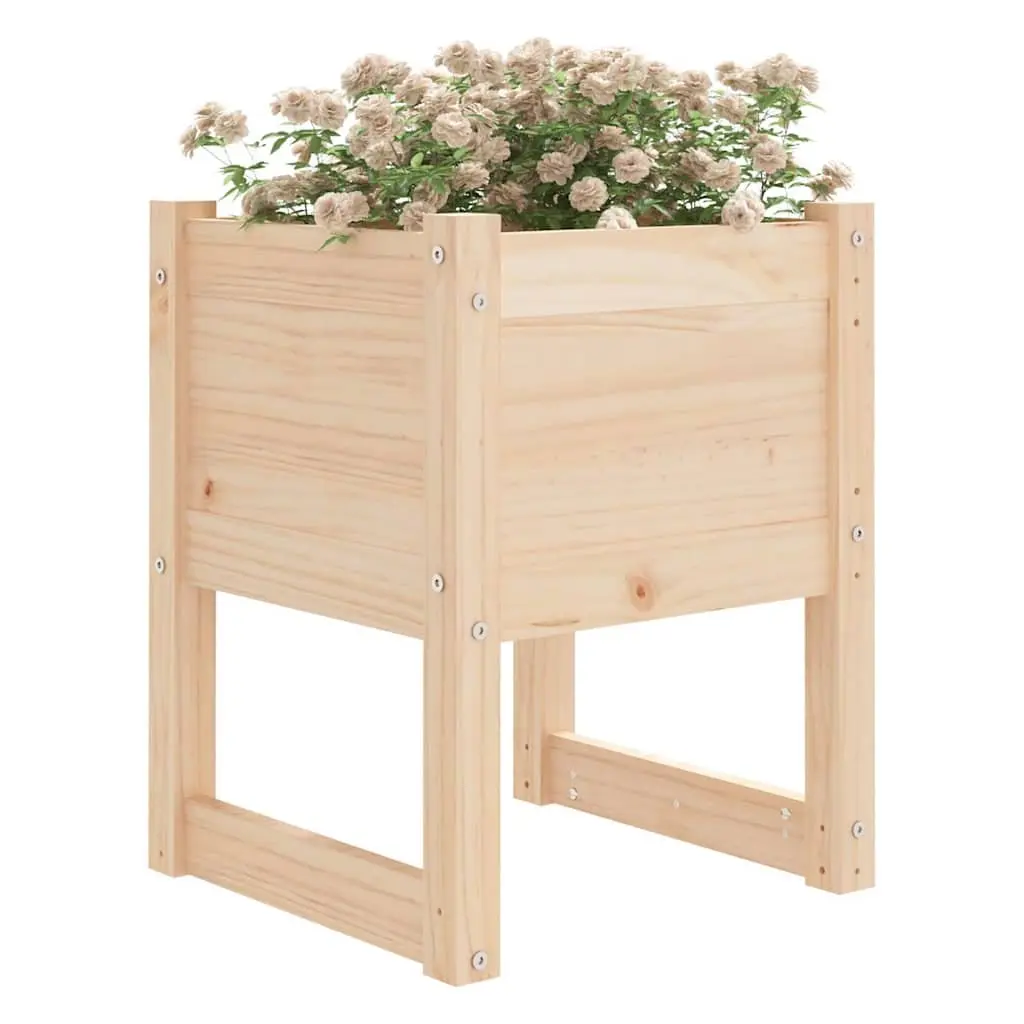 Solid Wood Planter Brown Garden Flower Box 40x40x52.5 cm