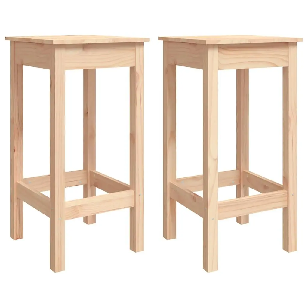 Bar Stools No Backrest Wooden Kitchen Dining Chairs 2 Piece Brown