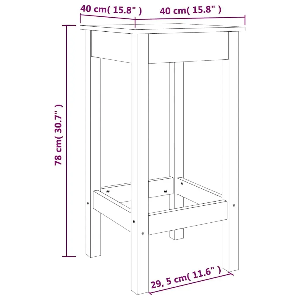 Bar Stools Backless Kitchen 40 x 40 x 78 cm Grey Solid Pine Wood