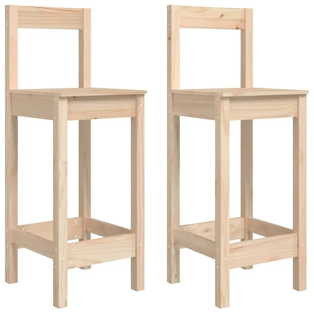 Bar Stools Kitchen Dining Room Chairs Solid Wood Pine Brown Rustic 2 Piece