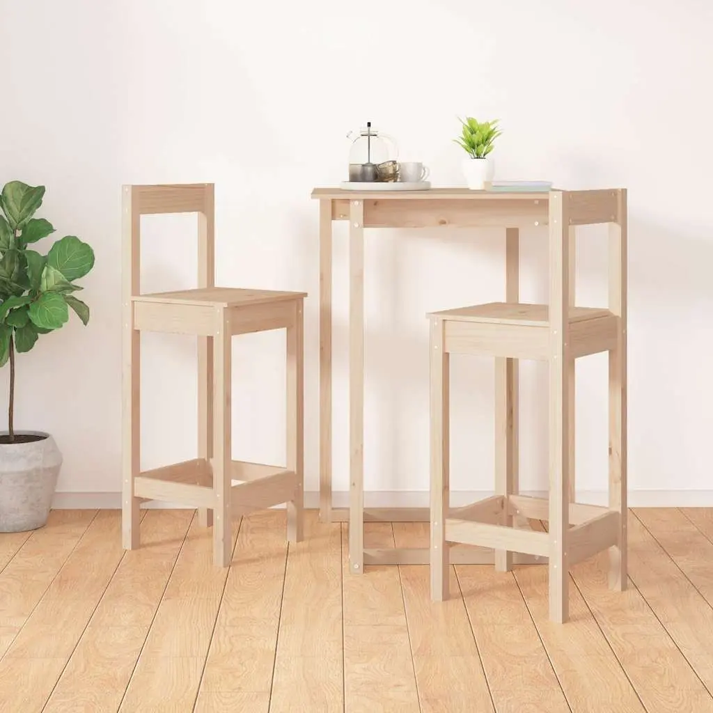 Bar Stools Kitchen Dining Room Chairs Solid Wood Pine Brown Rustic 2 Piece