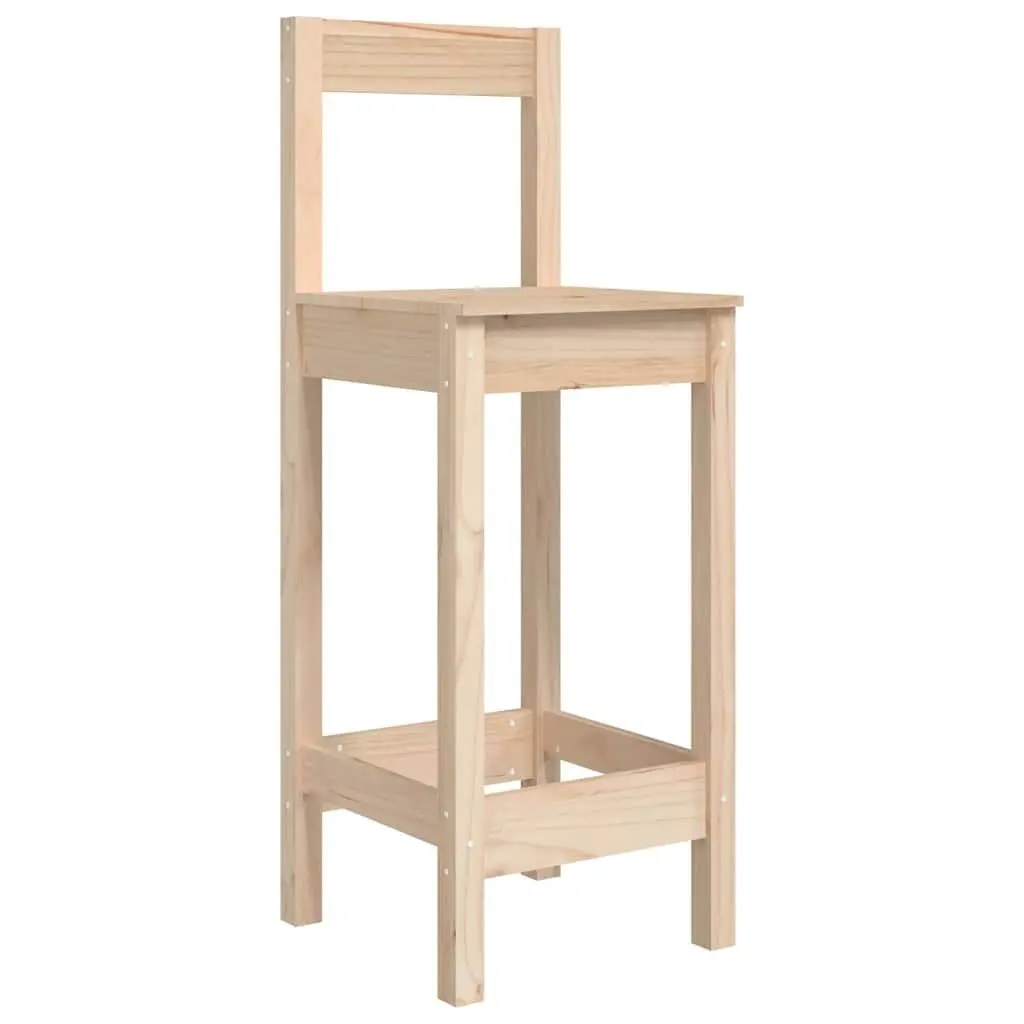Bar Stools Kitchen Dining Room Chairs Solid Wood Pine Brown Rustic 2 Piece
