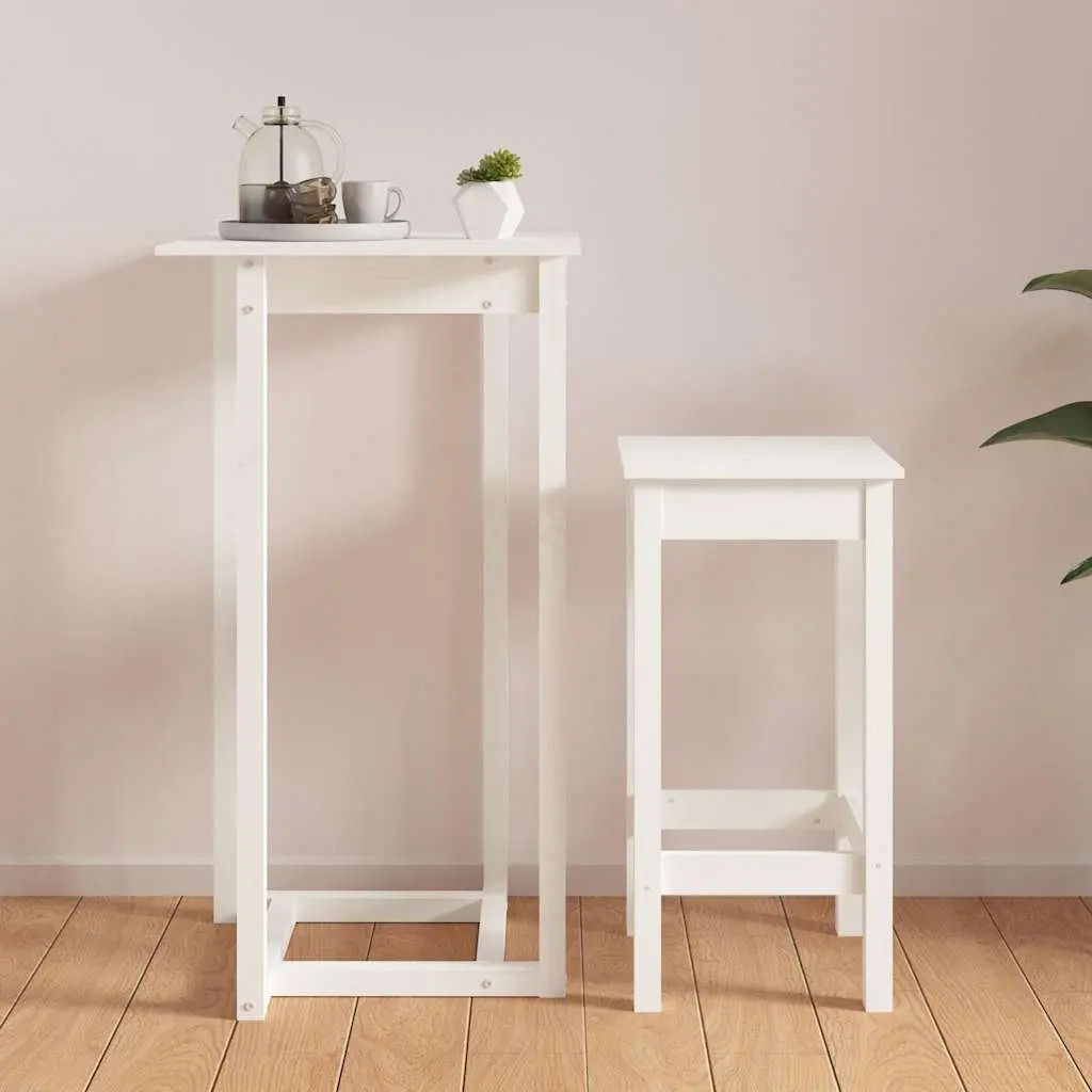 Bar Table High Top Dining 60x60x110 cm Solid Wood White