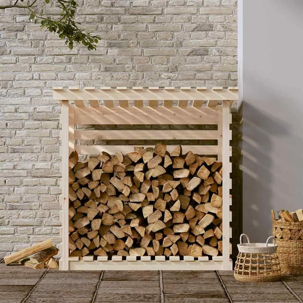 Firewood Rack Log Storage Holder Solid Pine Wood Natural 108x73x108cm