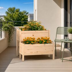 Reliable 2-Tier Wooden Planter Box for Any Garden