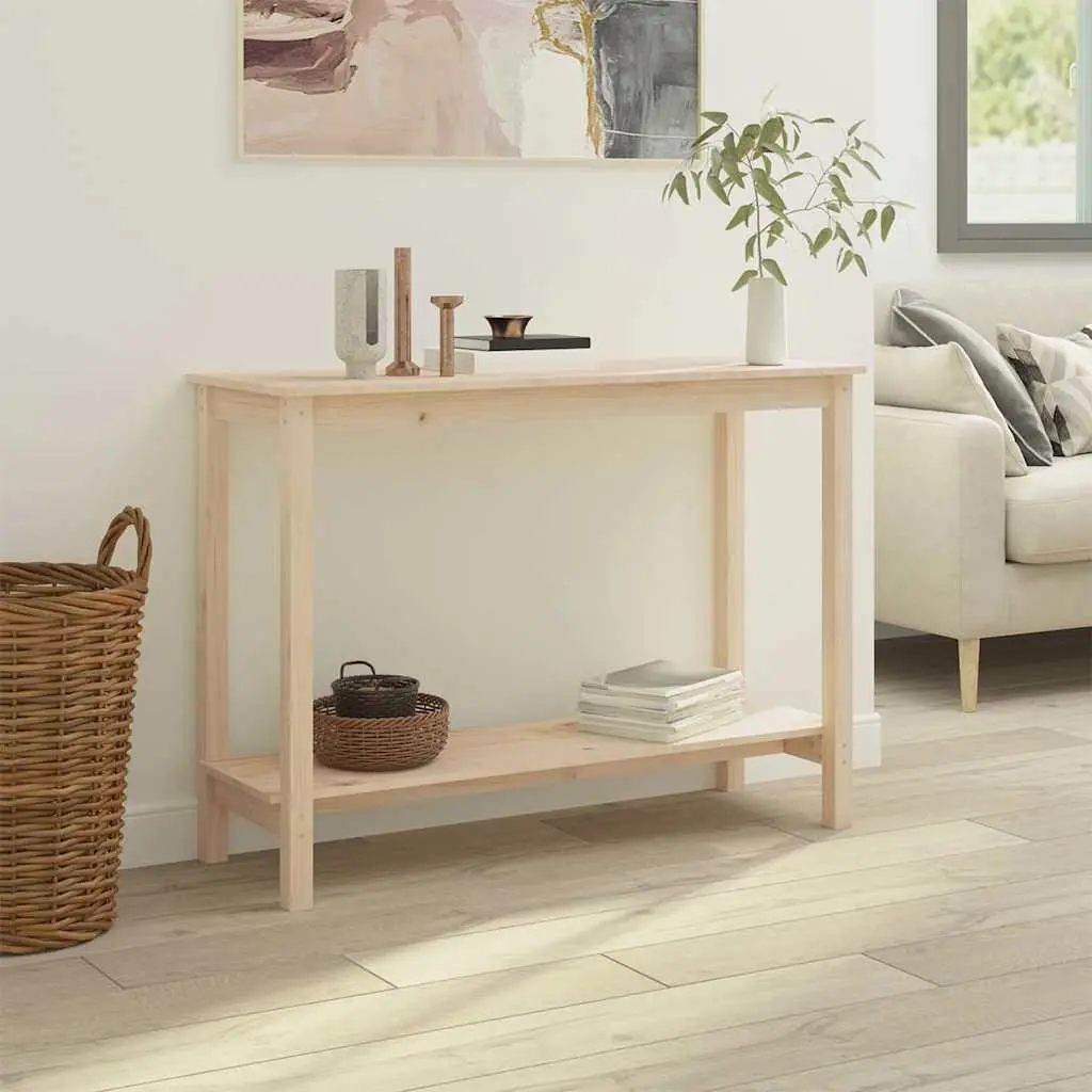 Solid Pine Wood Console Table Modern Entryway Table Brown 110x40x80 cm