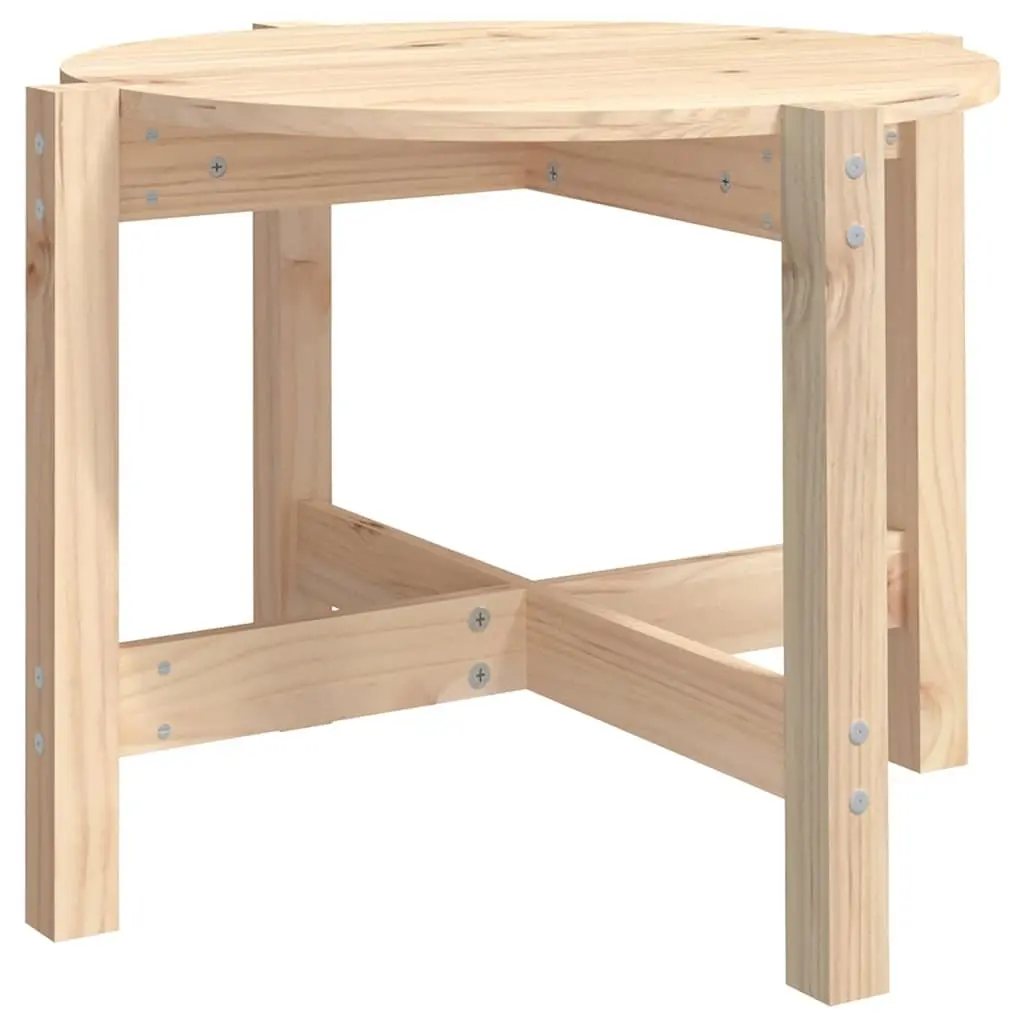Coffee Table Solid Wood Pine Round Ø 62.5cm Living Room Accent Furniture