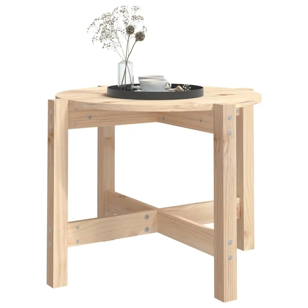 Coffee Table Solid Wood Pine Round Ø 62.5cm Living Room Accent Furniture
