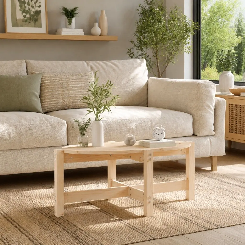 Coffee Table Solid Wood Pine 87x48x35 cm Brown Living Room Accent Furniture