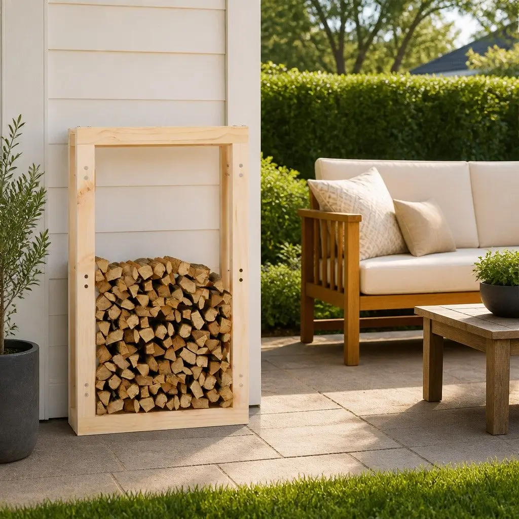 Firewood Rack Log Holder Storage Stand 60x25x100cm Solid Pine Wood Brown