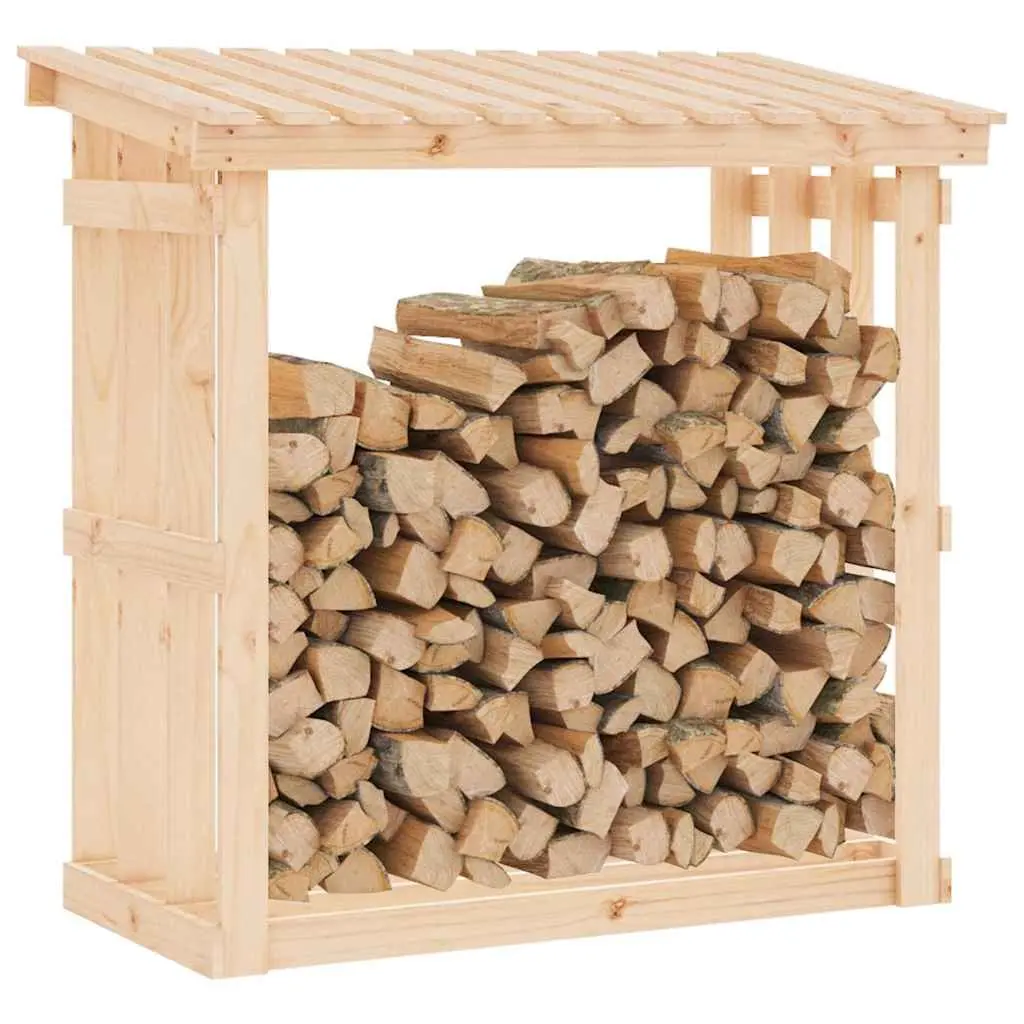 Firewood Rack Log Storage Holder Solid Pine Wood Natural 108 x 64.5 x 109 cm