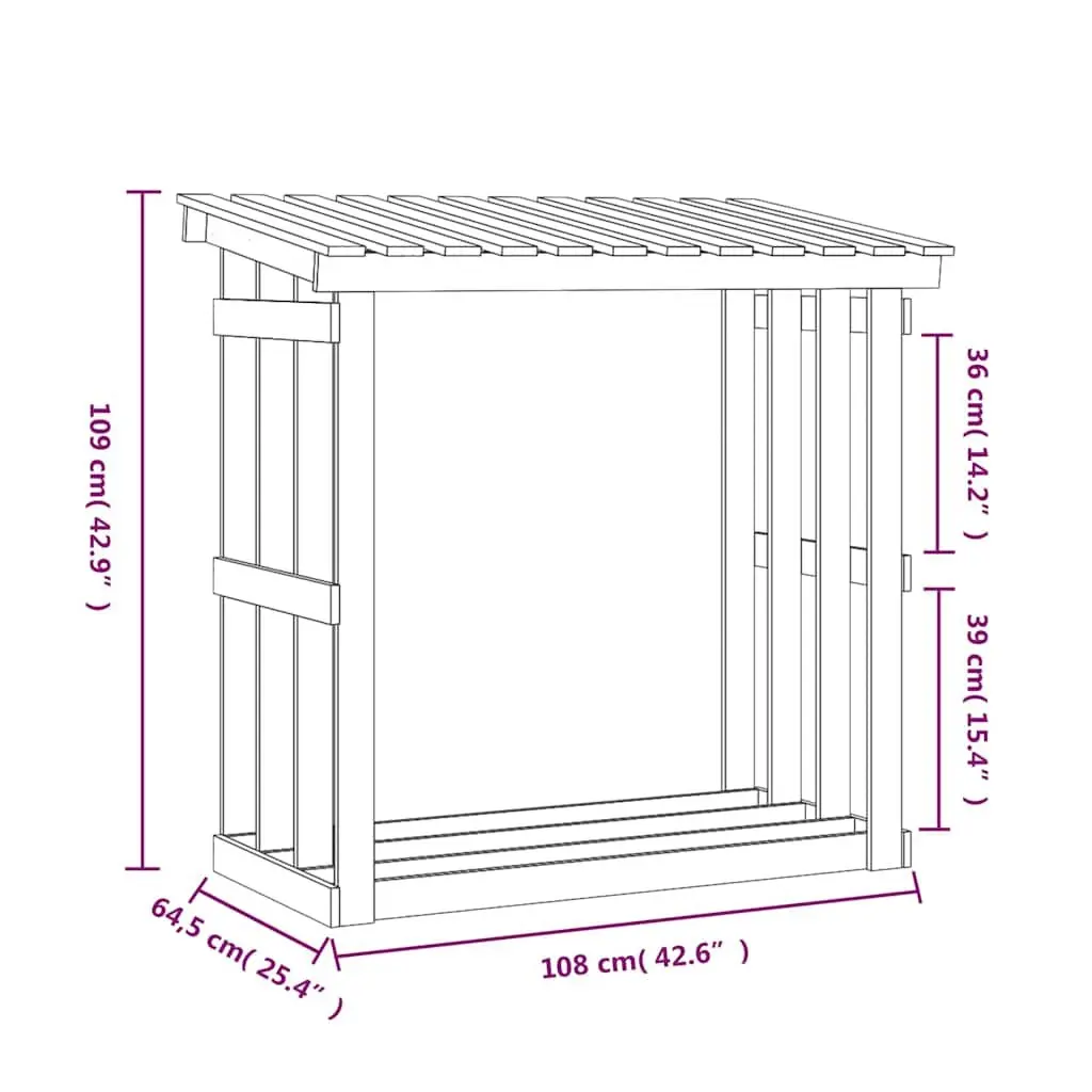 Firewood Rack Log Storage Holder Solid Pine Wood Natural 108 x 64.5 x 109 cm