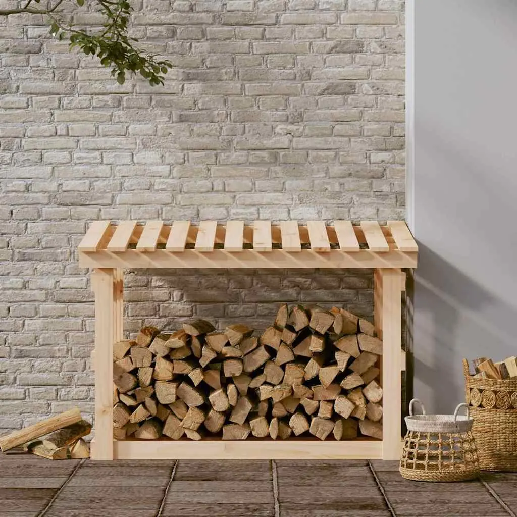 Pine Wood Log Holder Natural 108x64.5x77cm Firewood Storage Rack