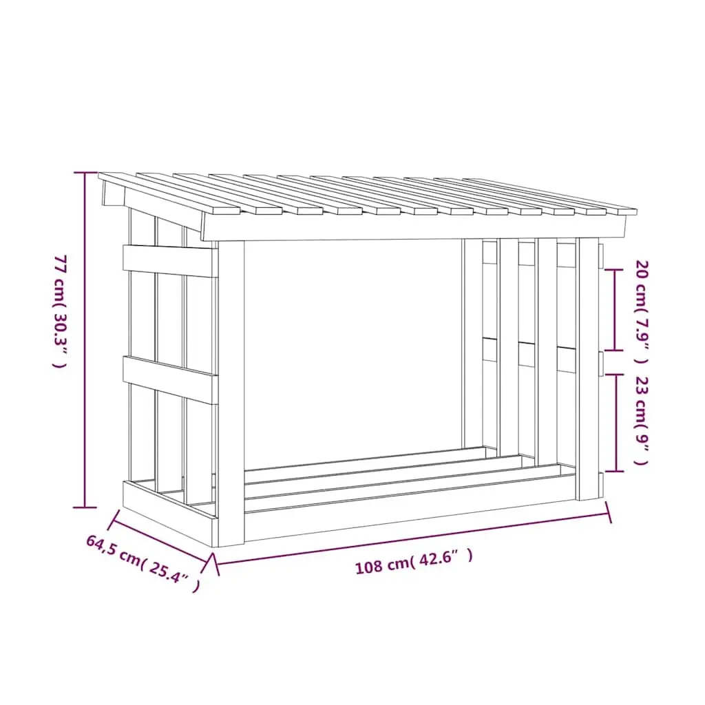 Pine Wood Log Holder Natural 108x64.5x77cm Firewood Storage Rack