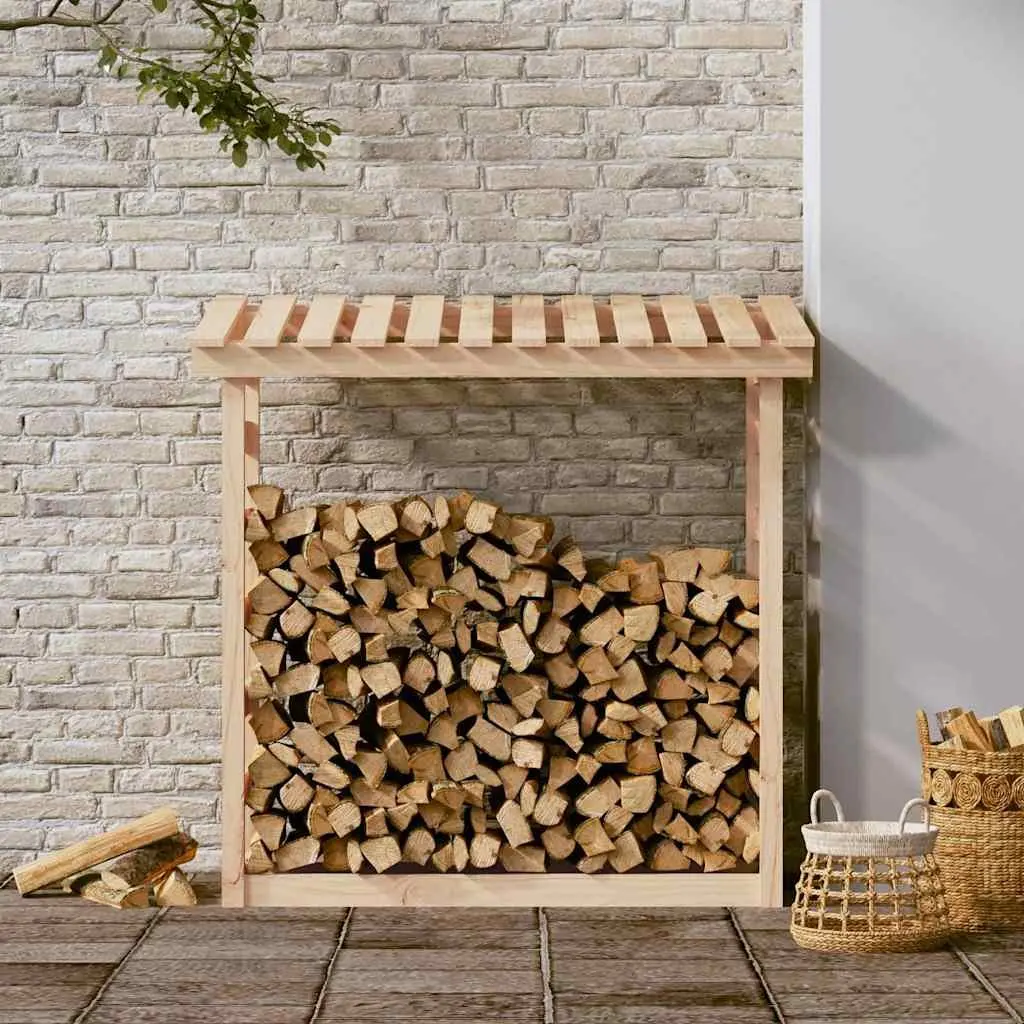 Firewood Rack Log Storage Solid Pine Wood 108x64.5x110cm Natural
