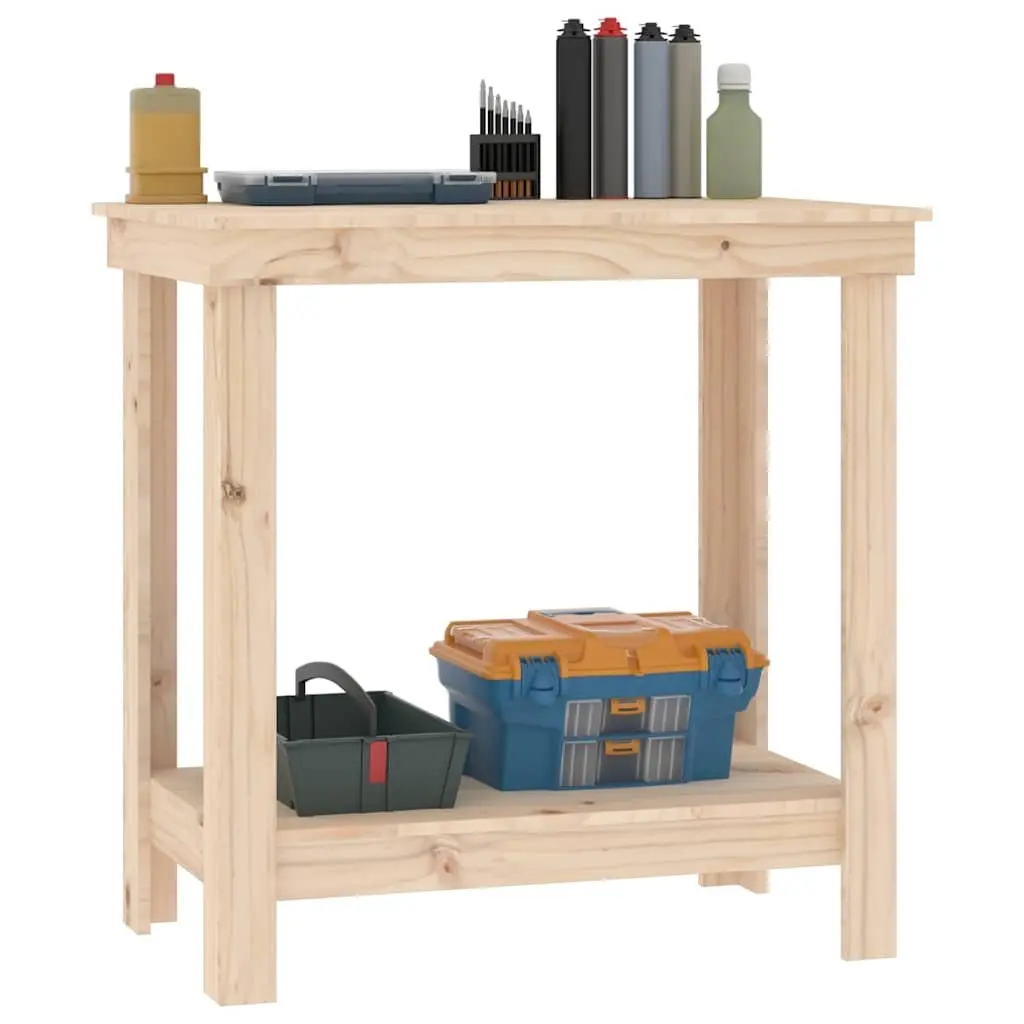 Work Bench Solid Wood Pine Storage Table 80x50x80 cm Brown