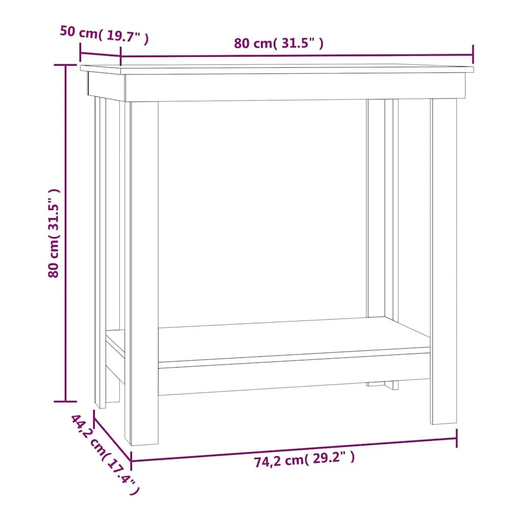 Work Bench Solid Wood Pine Storage Table 80x50x80 cm Brown