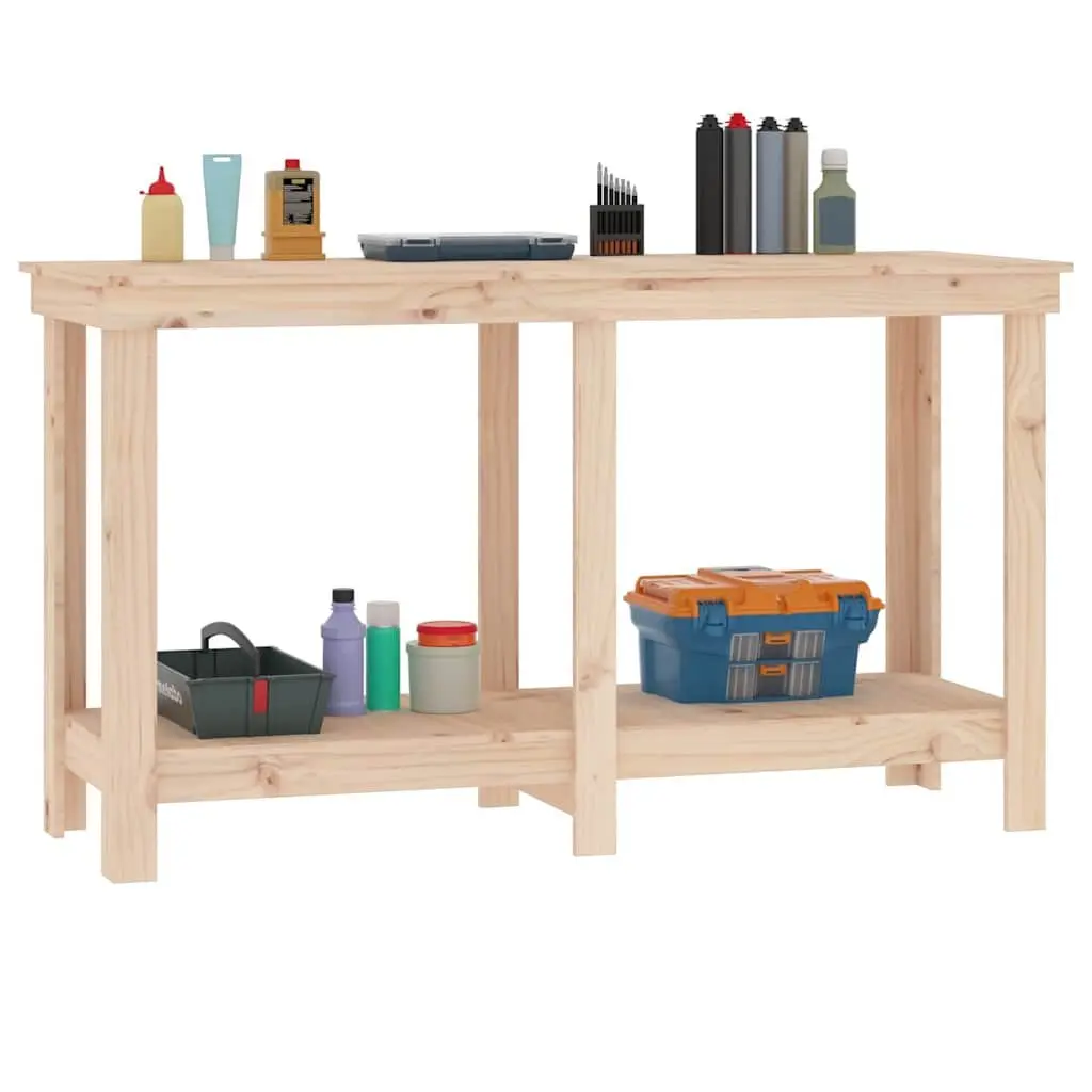 Work Bench Solid Wood Pine 140x50x80 cm Garage Storage Workbench Brown