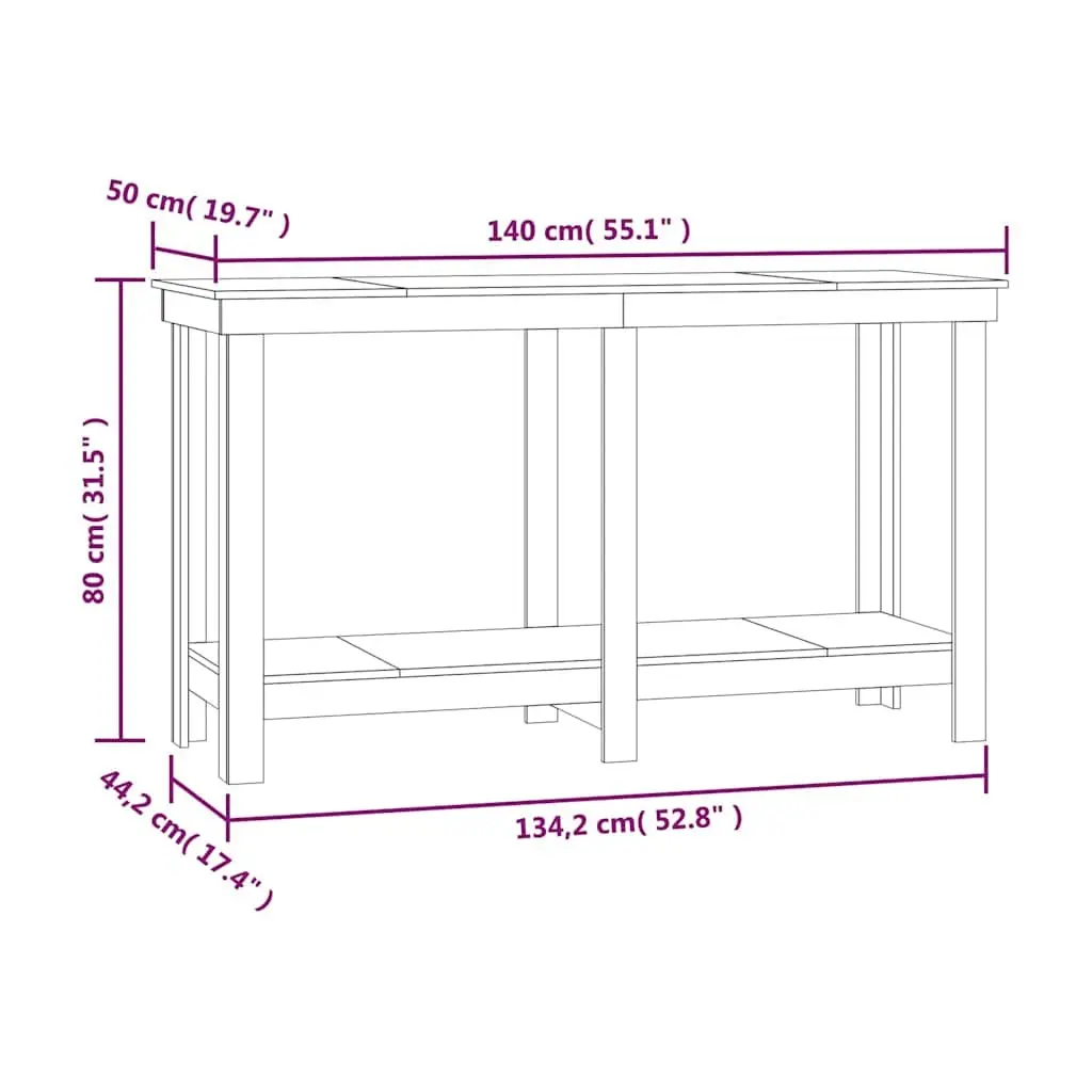 Work Bench Solid Wood Pine 140x50x80 cm Garage Storage Workbench Brown