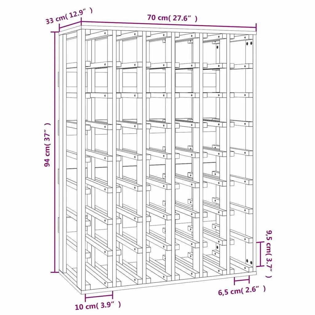Wine Rack Storage Display Cabinet Solid Wood Pine 70x33x94 cm Brown