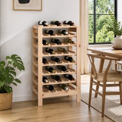 Reliable Brown Pine Wine Rack, Perfect for Your Collection