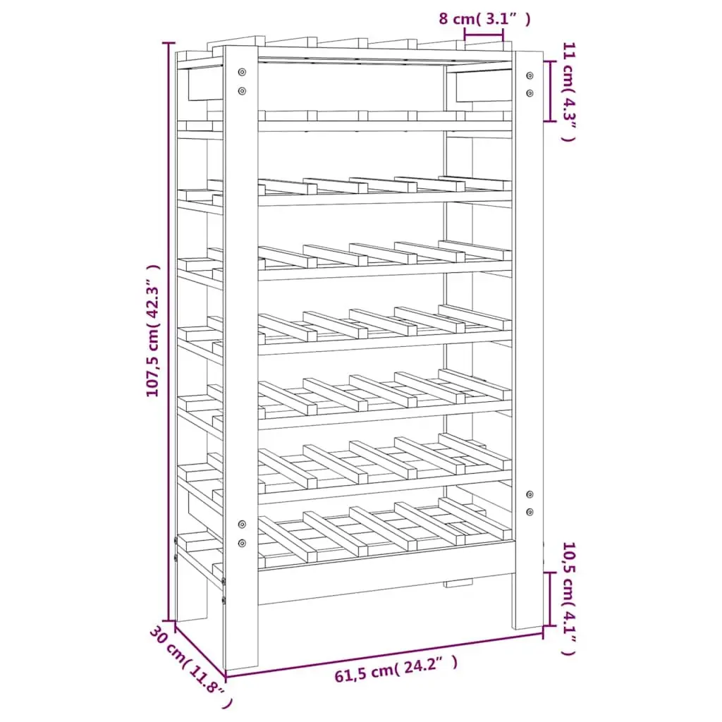 Wooden Wine Rack Bottle Storage Display Stand 61.5x30x107.5 cm Brown