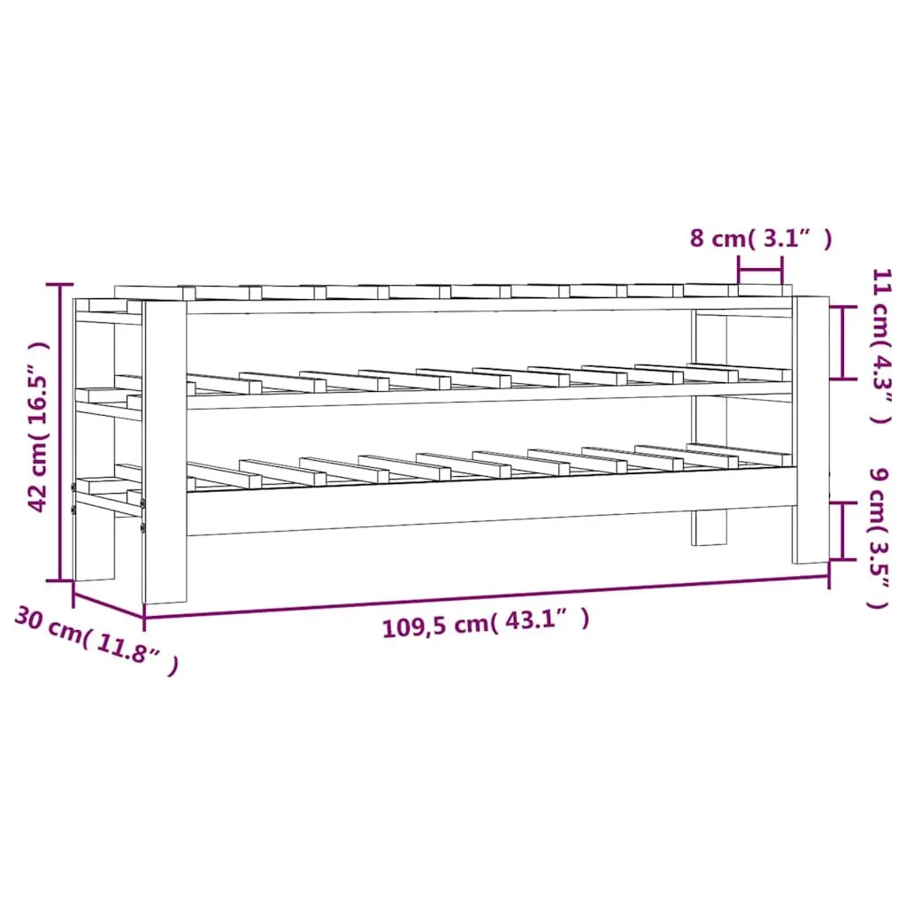 Solid Wood Wine Rack Storage Cabinet 109.5x30x42 cm Brown Pine