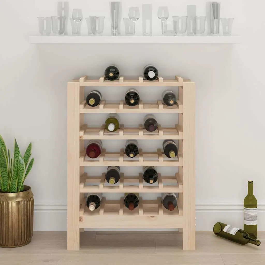 Solid Pine Wood Wine Rack for Displaying and Storing Brown 61.5x30x82 cm