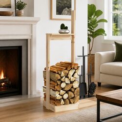 Reliable Wooden Log Holder, Perfect for Firewood Storage 33.5x30x110 cm