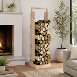 Log Holder Solid Pine Wood Fireplace Storage Rack Indoor Firewood Stand