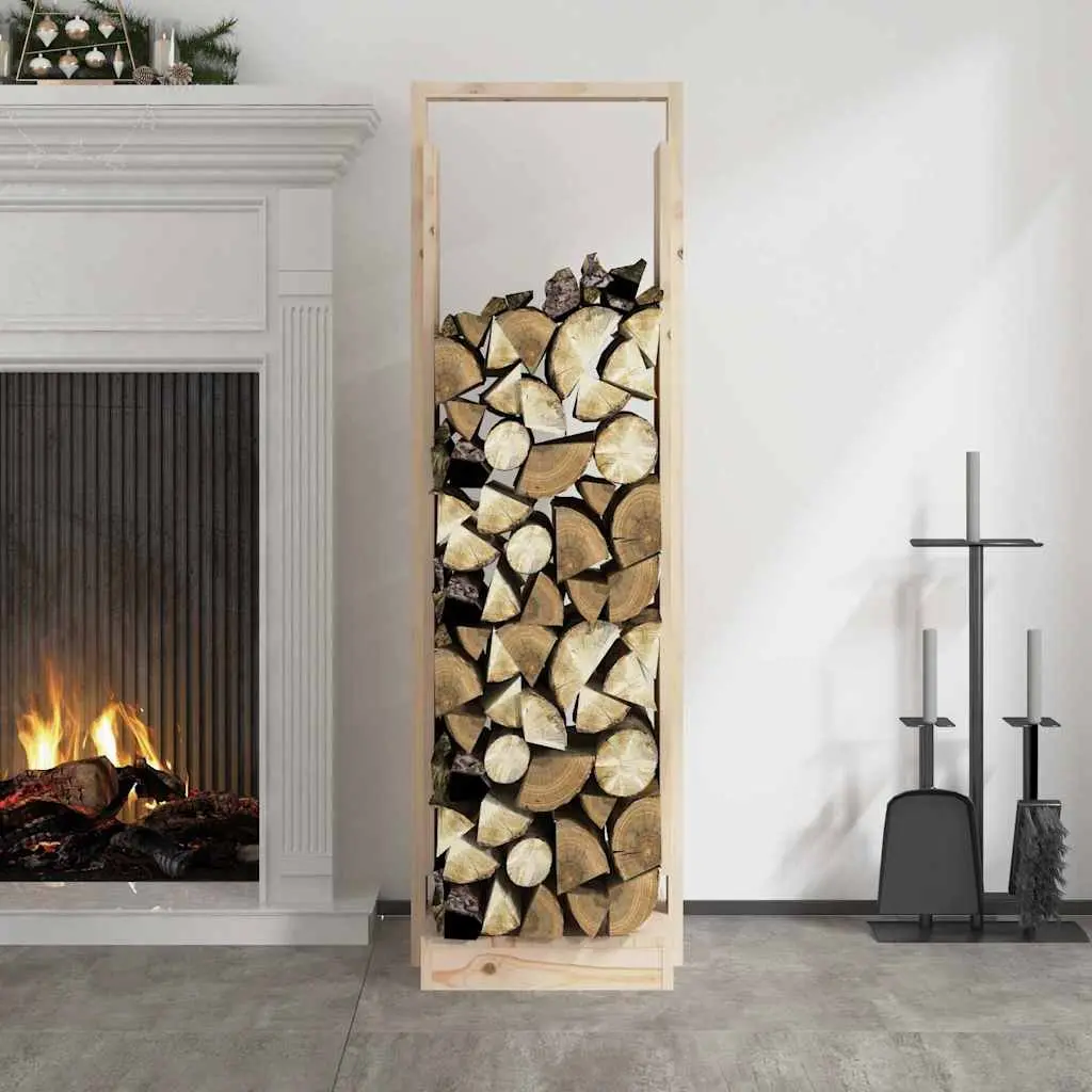 Log Holder Indoor Firewood Stand Solid Pine Wood Brown 33.5 x 30 x 110 cm
