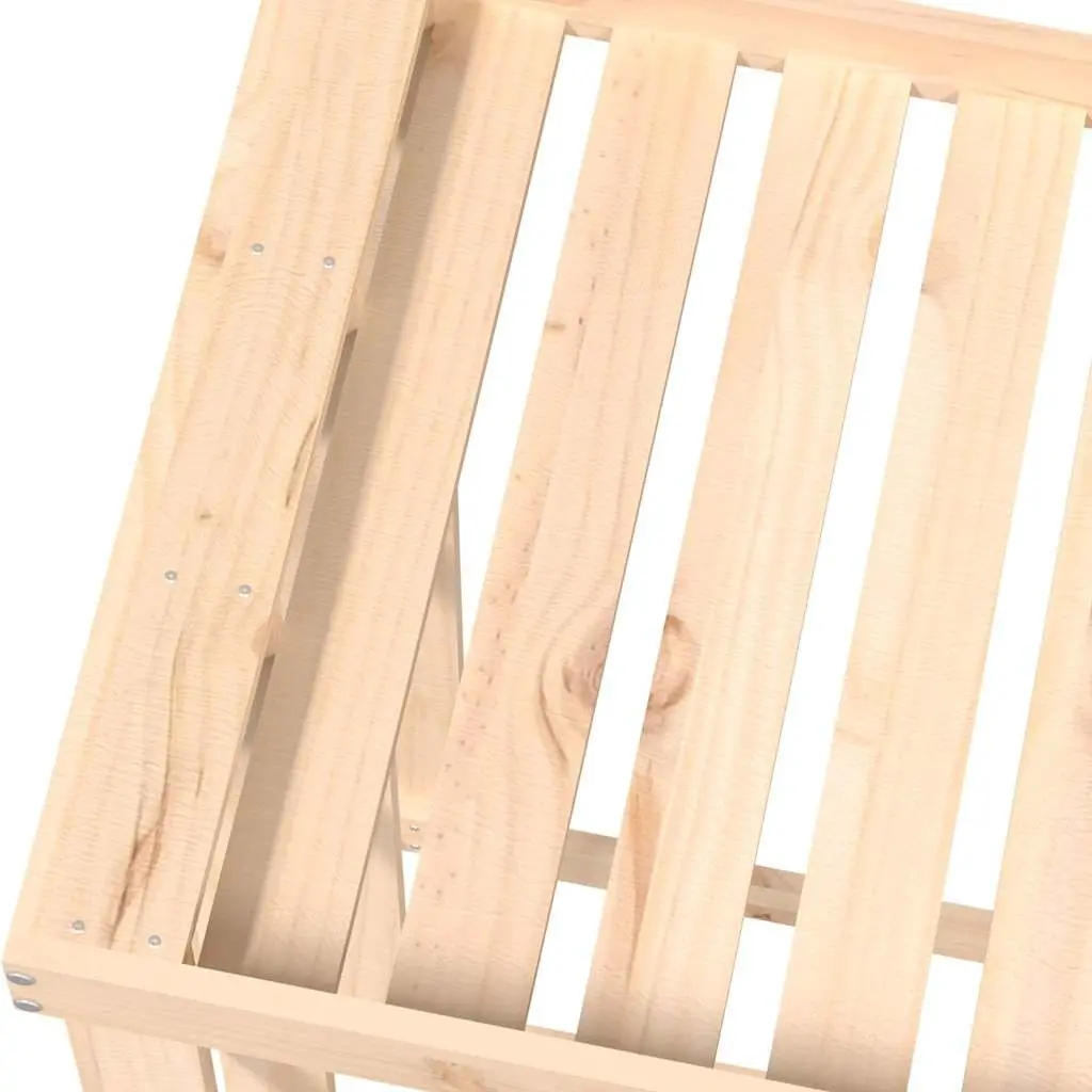 Log Holder Firewood Rack Outdoor Storage Stand Solid Pine Wood Brown