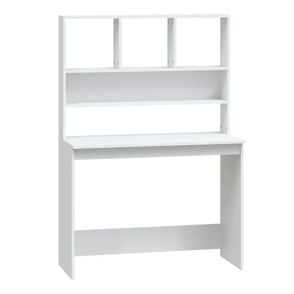 Desk with Shelves Storage Office Study Computer Workstation 102x45x148cm White