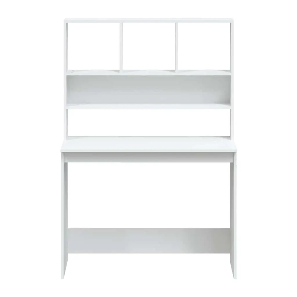 Desk with Shelves Storage Office Study Computer Workstation 102x45x148cm White