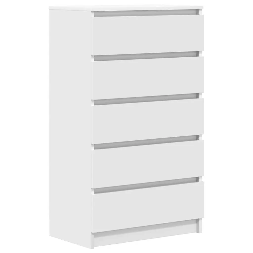 Drawer Cabinet White 60x36x103 cm Storage Chest 5 Drawers Engineered Wood
