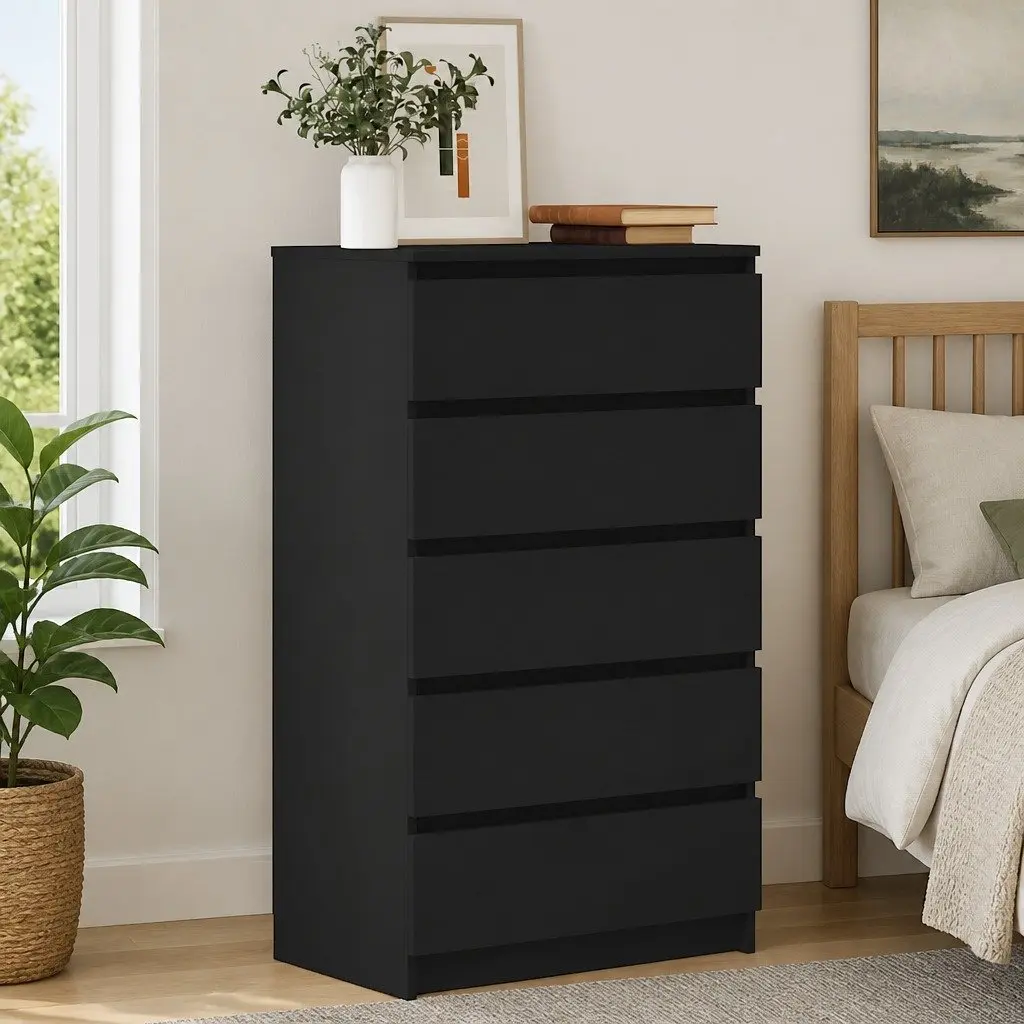 Black Drawer Cabinet with 5 Drawers