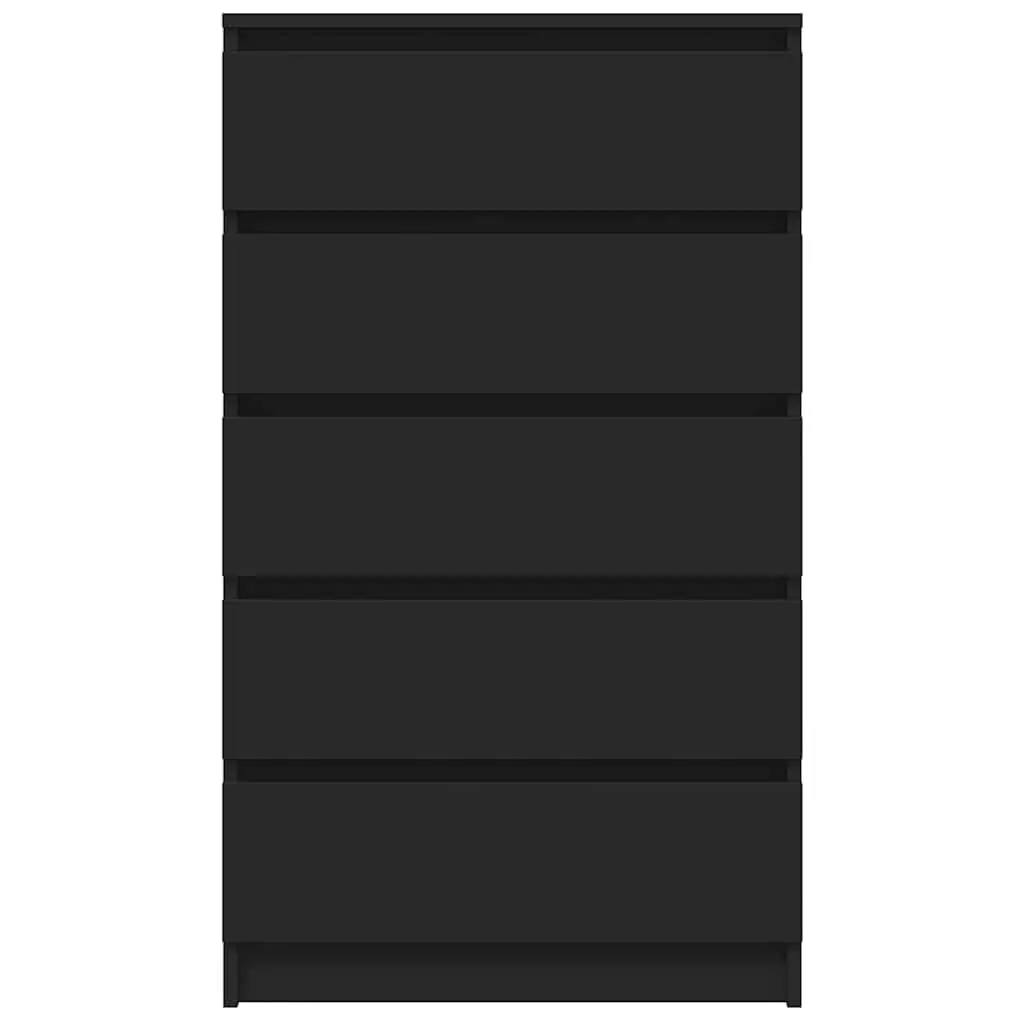 Drawer Cabinet Black Storage Chest 5 Drawers Engineered Wood Furniture