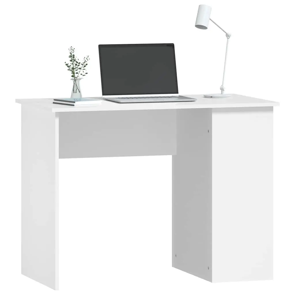 Office Desk Computer Workstation 100x55x75cm White with Storage Shelves
