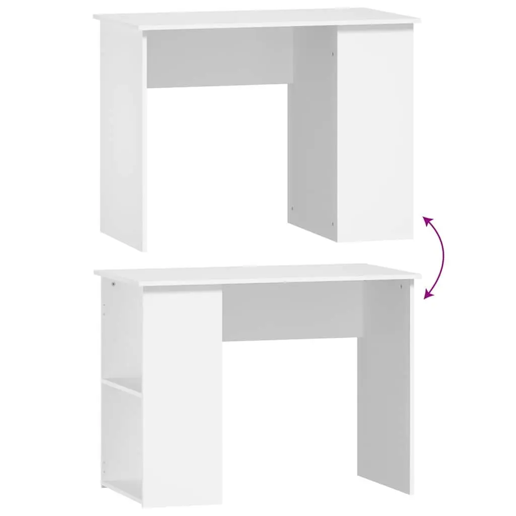 Office Desk Computer Workstation 100x55x75cm White with Storage Shelves