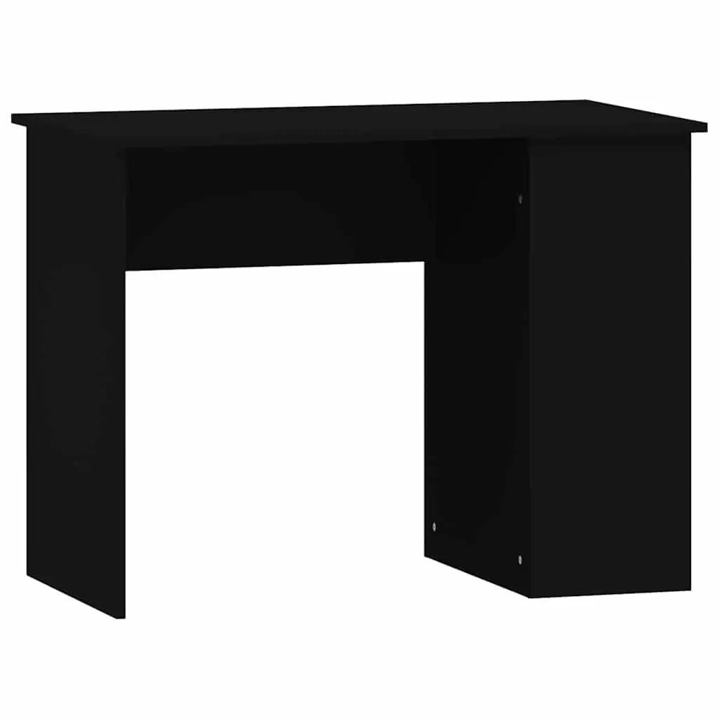 Black Office Desk with Shelves Storage Compartments Study Computer Workstation 100 x 55 x 75 cm